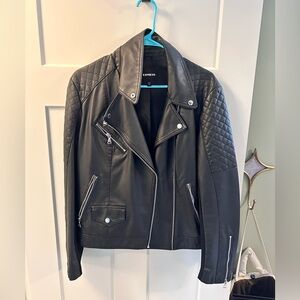 Express Black Leather Quilted Jacket